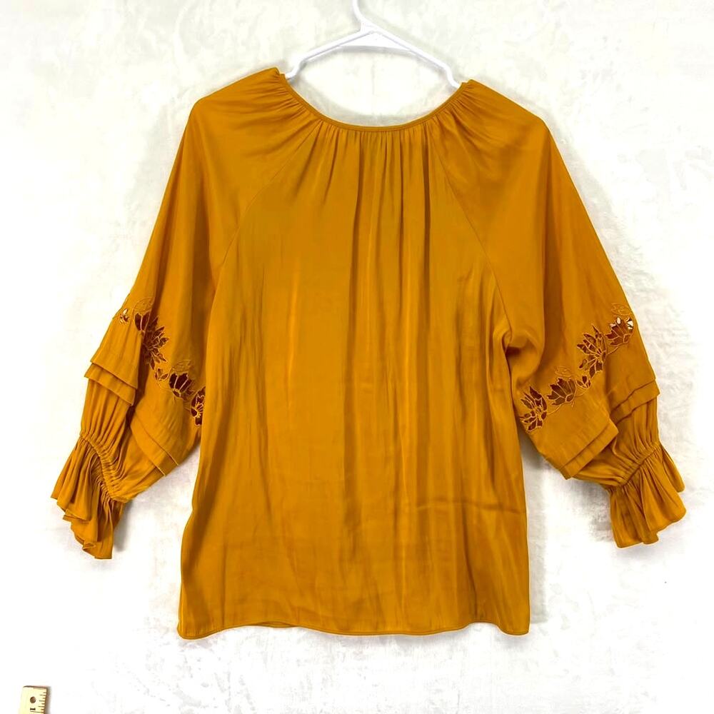 White House Black Market Women's Yellow Blouse Sz M - Picture 3 of 9